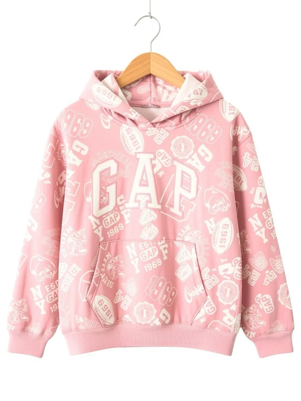 GAP Girls Pink Graphic Hoodie & Blue Jeans 2-Piece Casual Outfit Set